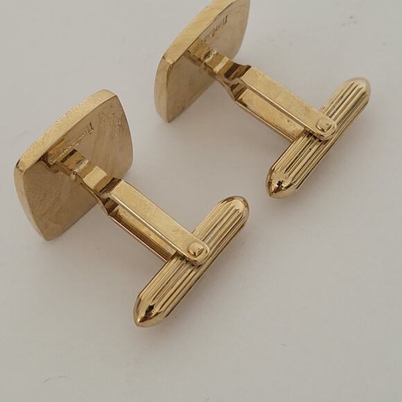 Burberry Cufflinks Set Gold Silver Tone Logo Vintage Square Hallmark Retro - Picture 6 of 7